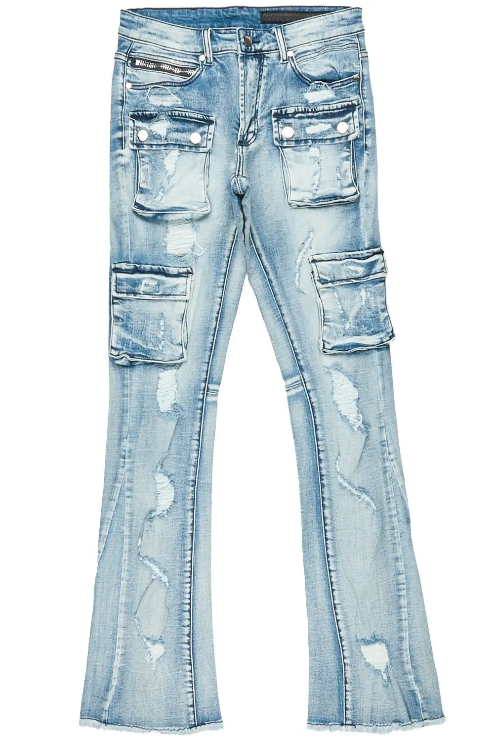 Zaid Blue Stacked Flare Jean