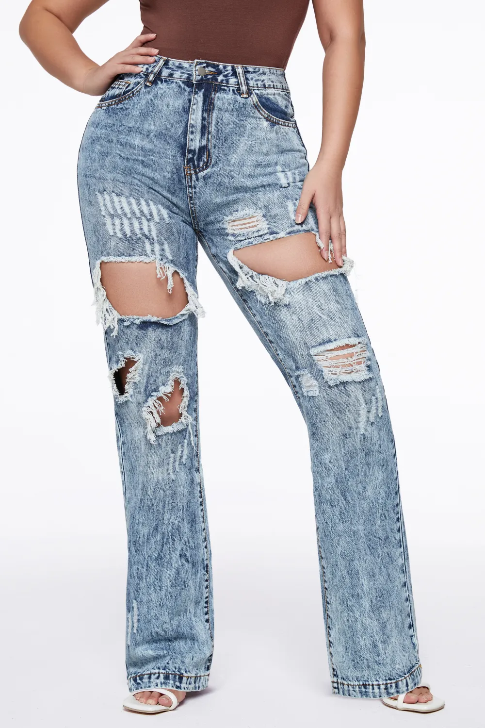 90s Vintage Thigh Distressed Baggy Jeans