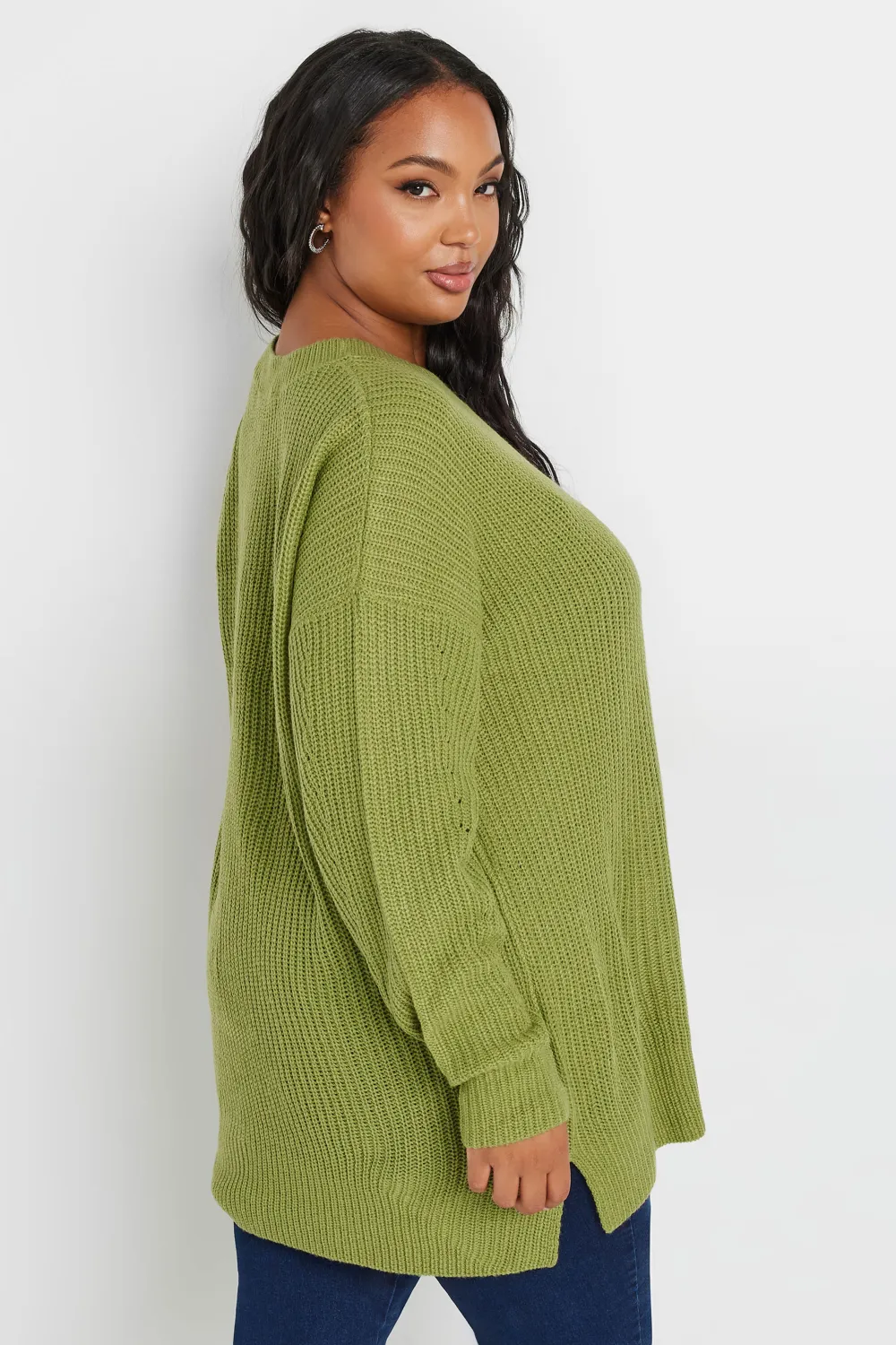 YOURS Curve Navy Blue Drop Shoulder Knitted Jumper
