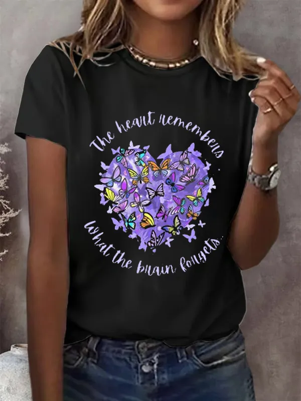 Alzheimer's Awareness Print Casual T-Shirt