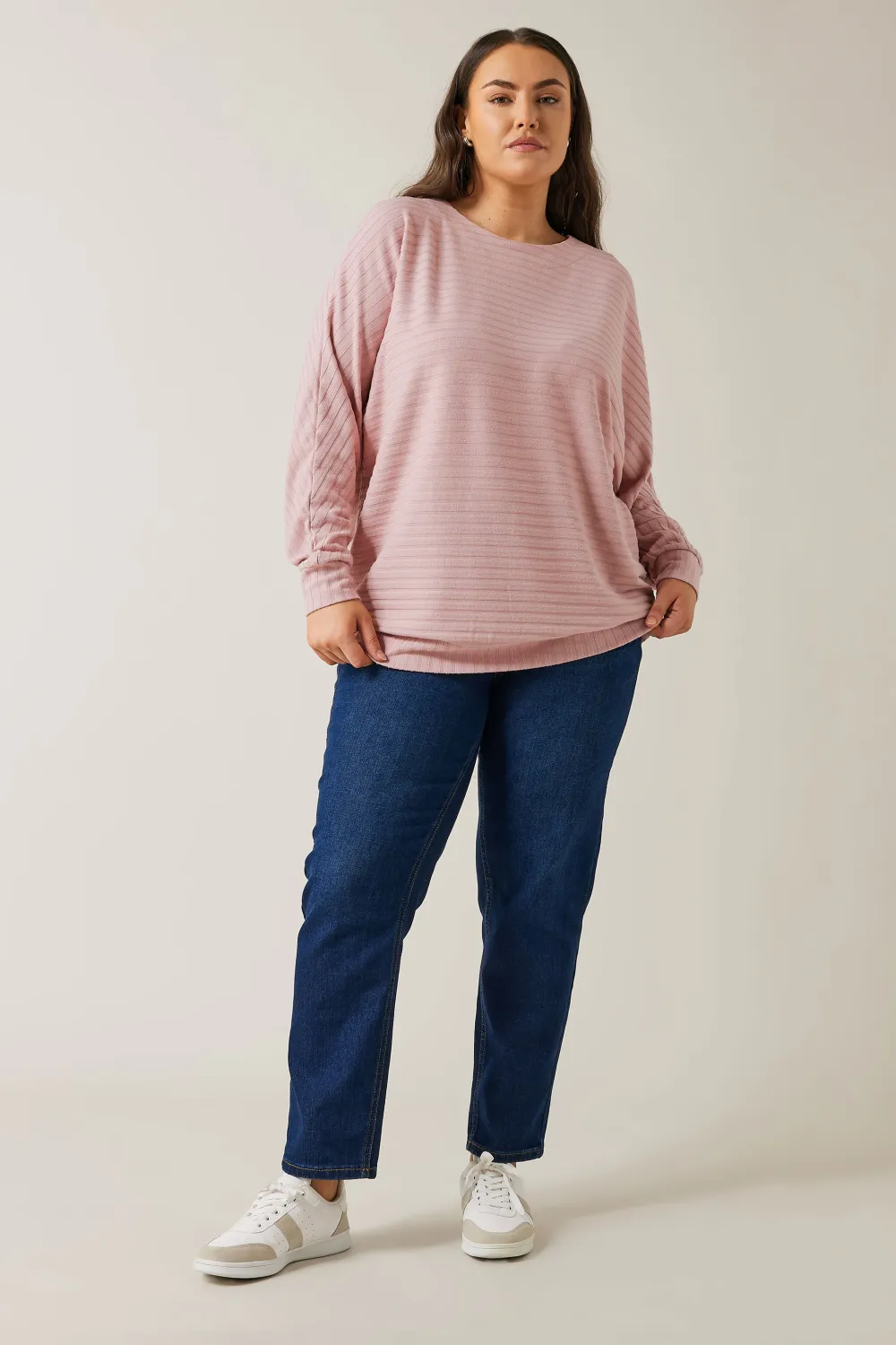 EVANS Curve Cream Ribbed Soft Touch Jumper