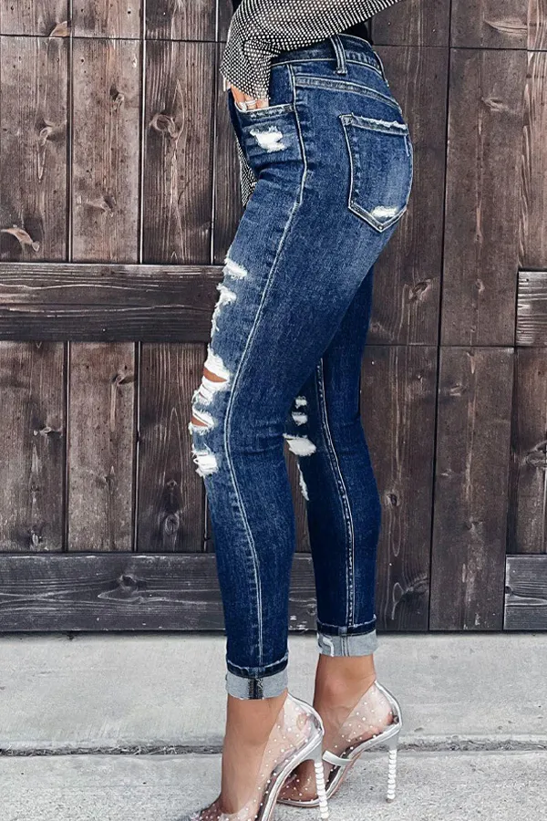 Distressed Cut Out Skinny Jeans