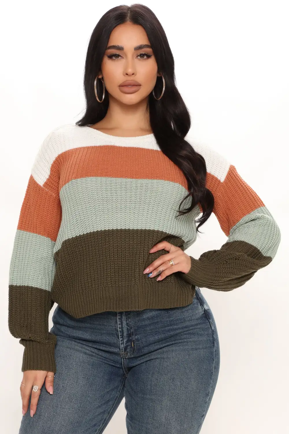 Find Your Own Path Sweater - Olive/combo