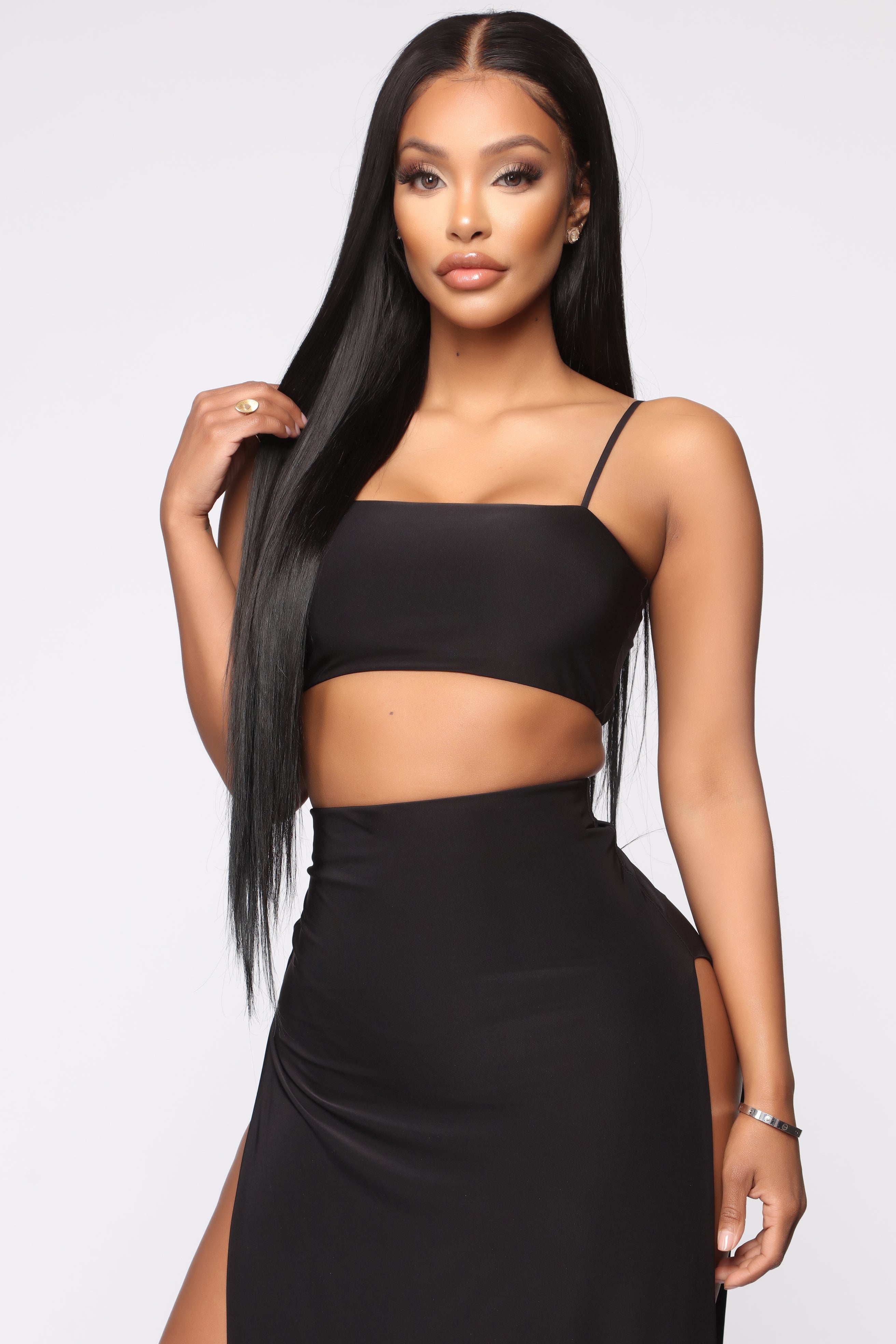 Mariah Slit Skirt Set - Black