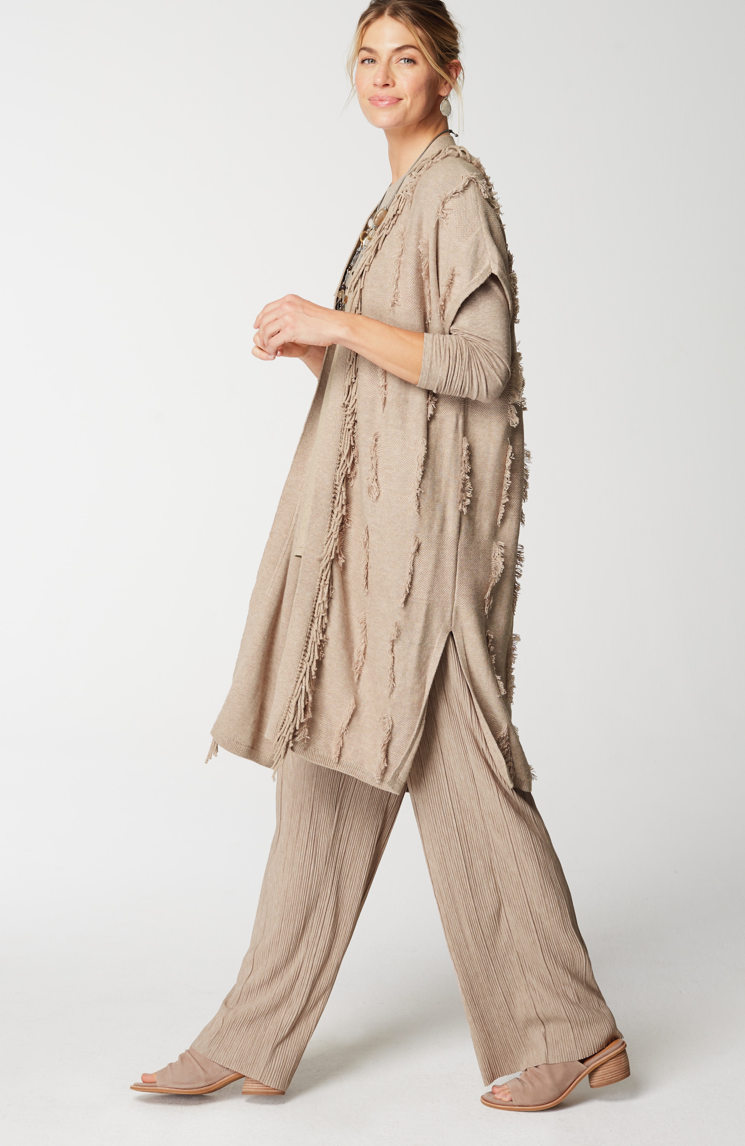 Pure Jill Jacquard Fringe Gilet