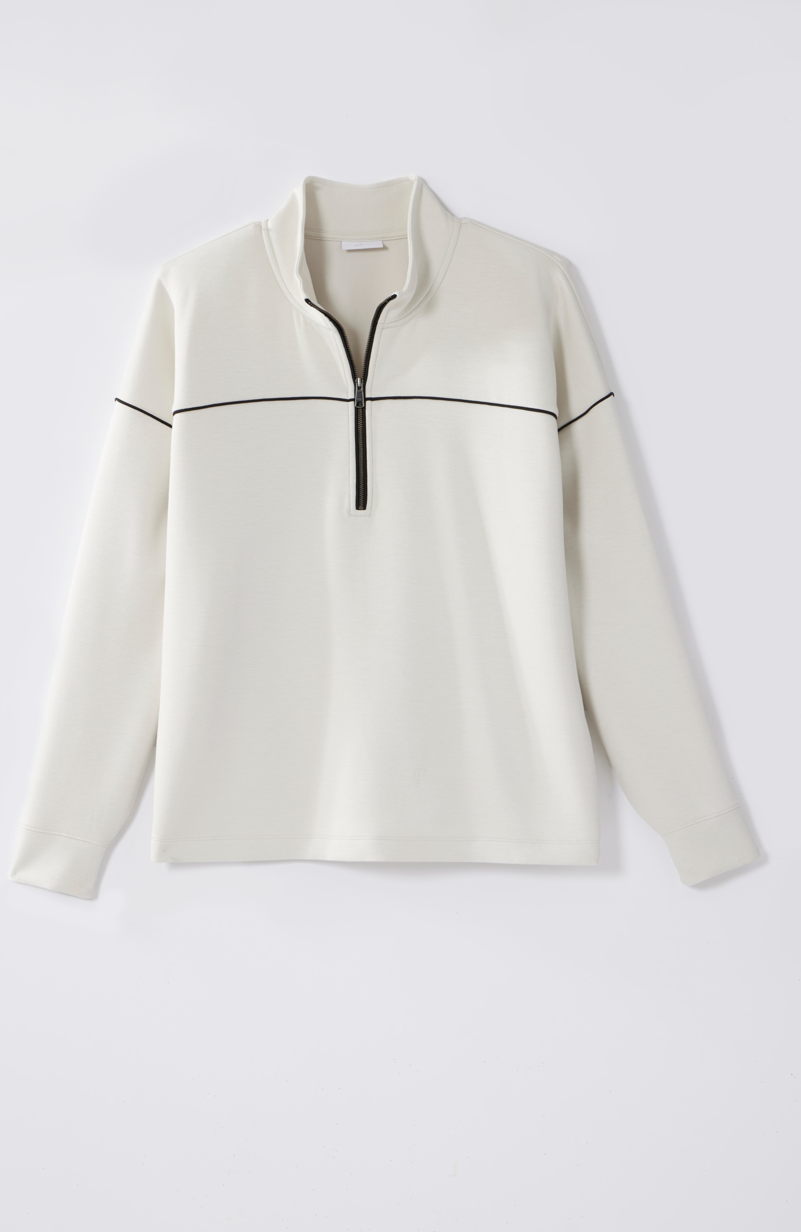 Fit Sleek Double-Knit Piped Quarter-Zip