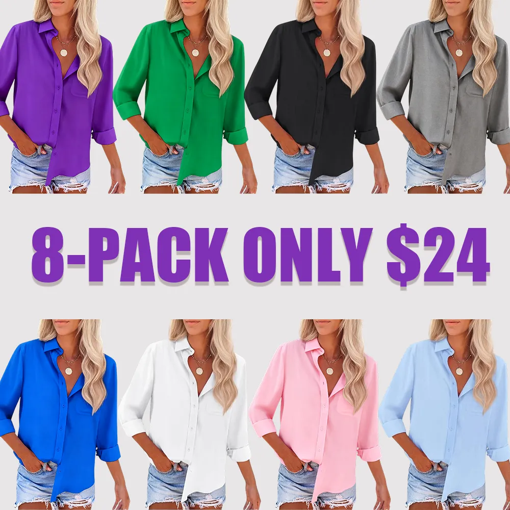 Women's Wrinkle-Free Long-Sleeve Button-Down Work Shirt(Wrinkle-Free, Long-Sleeve, Pocket)