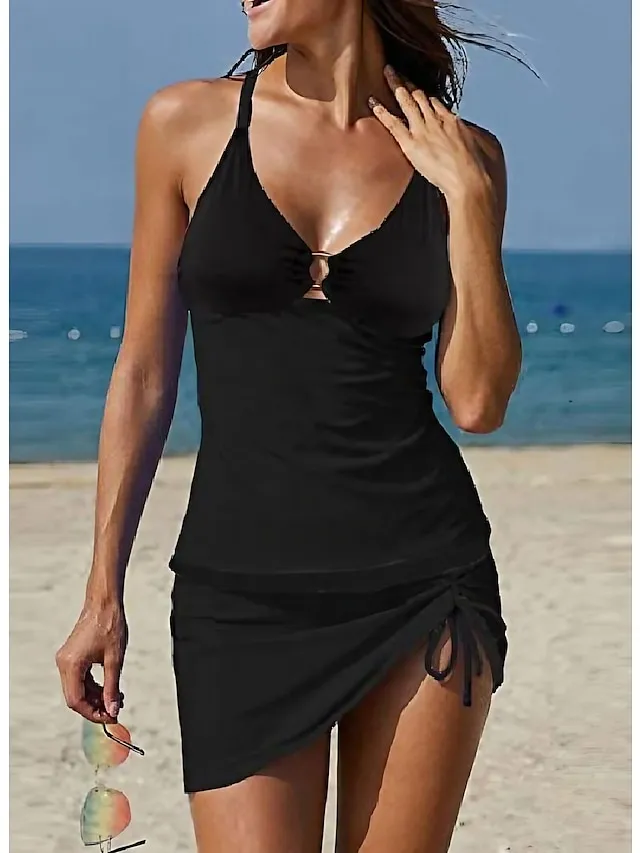 Women's Swimwear Tankini 2 Piece Normal Swimsuit 2 Piece Printing Graphic Leopard Black Brown Rose Red Bathing Suits Sports Beach Wear Summer