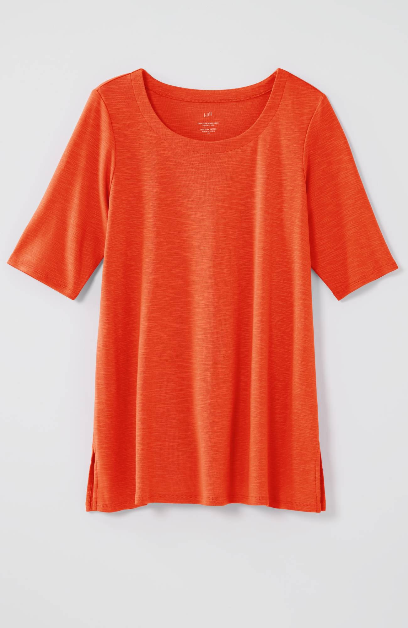 pima-slub scoop-neck side-slit tee