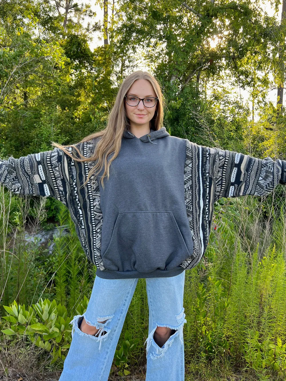 Grey Streetwear Leisure Hoodie Sweatshirts