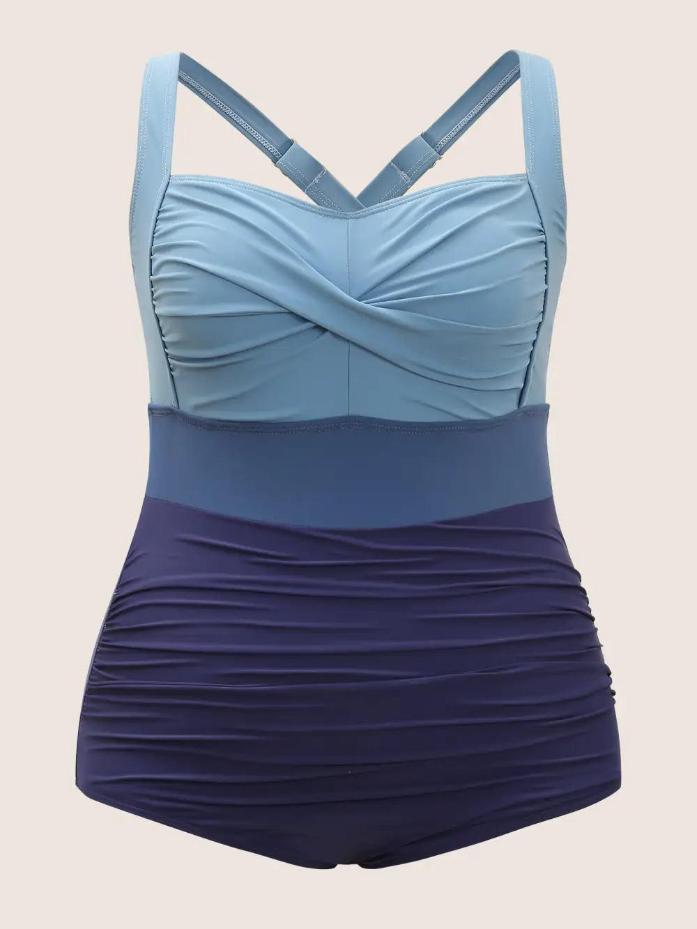 Contrast Twist Front Tummy-Control One Piece Swimsuit