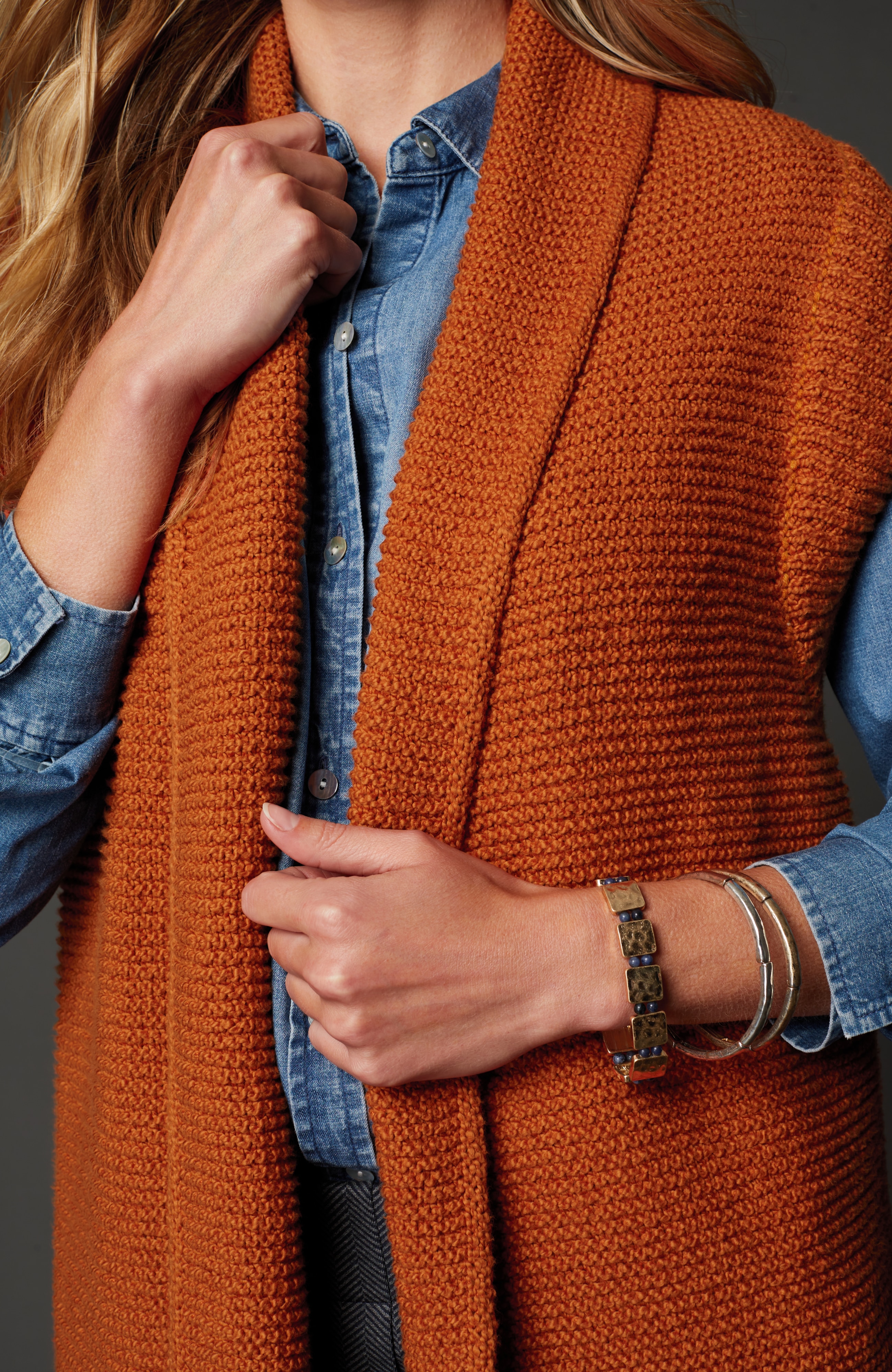Textured Long Gilet Vest