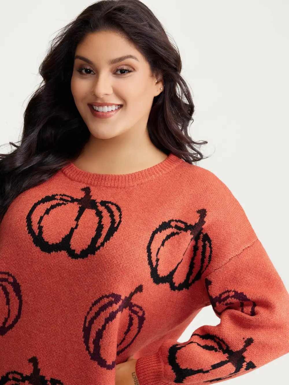 Pumpkin Patch Print Drop Shoulder Pullover