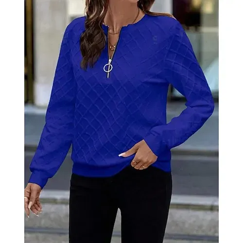 Women's Texture Sweatshirt Waffle Sweatshirt  Pullover Hoodie Sweatshirt Plain Streetwear Casual Long Sleeve Hooded Regular Tops Street Holiday Going out Buttons Black White Pink Wine Fall Winter