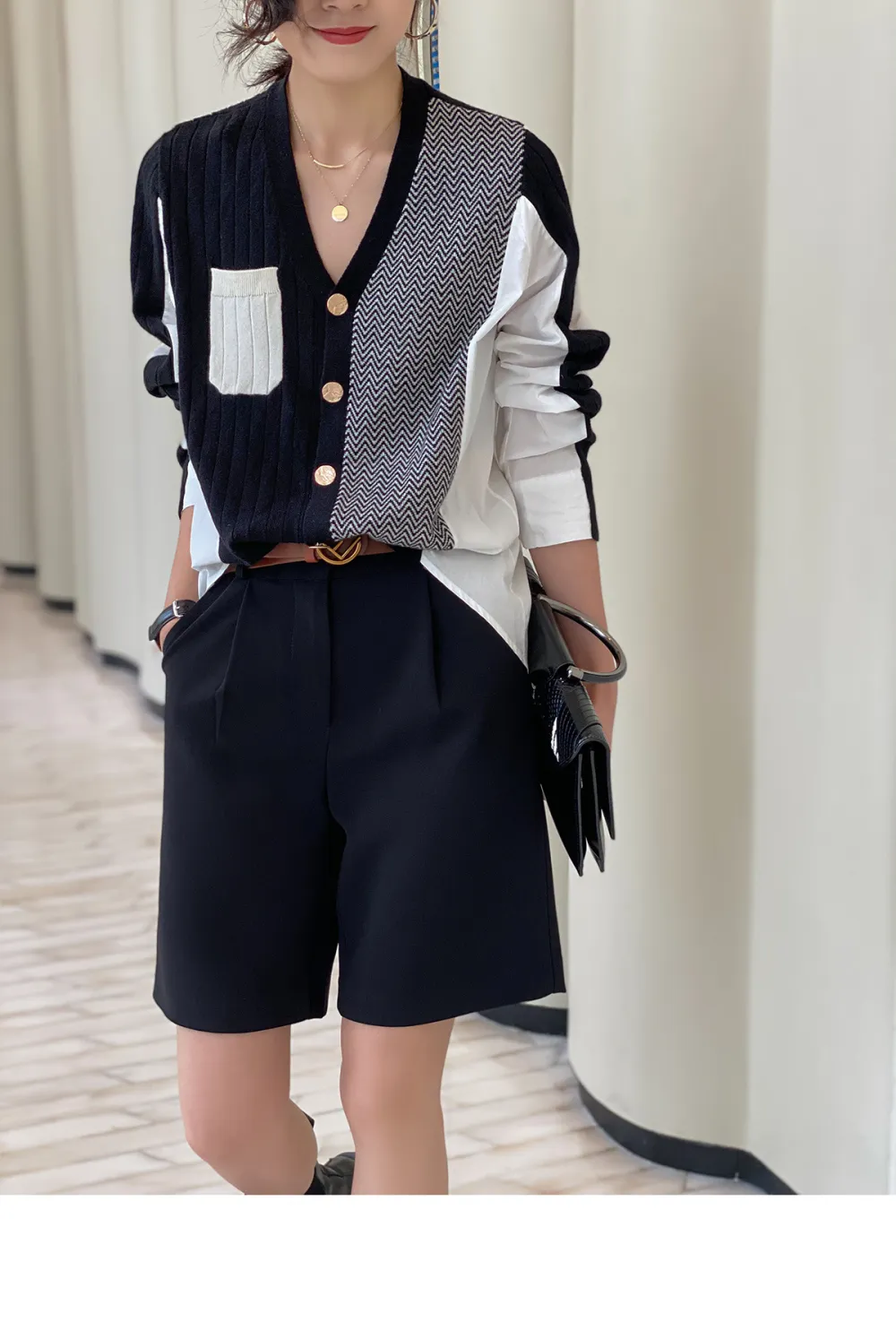 Irregular Shirt Stitching Elegant Cardigan