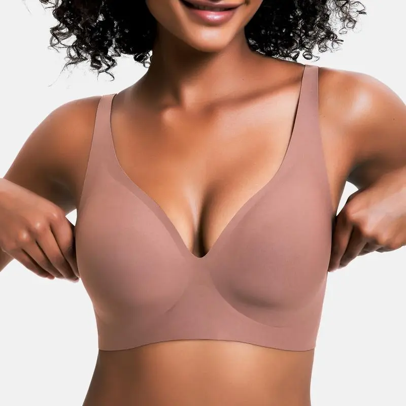 Jelly Wireless Seamless Push-Up Bra-Deep V, Wire-Free, Everyday Comfort