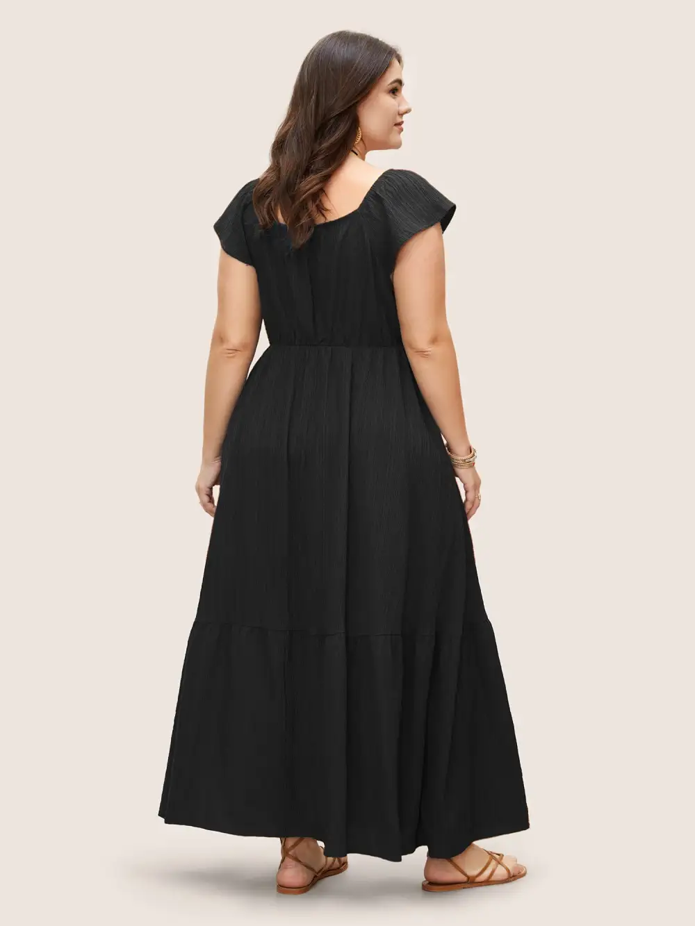 Texture Drawstring Tie Knot Tassels Dress