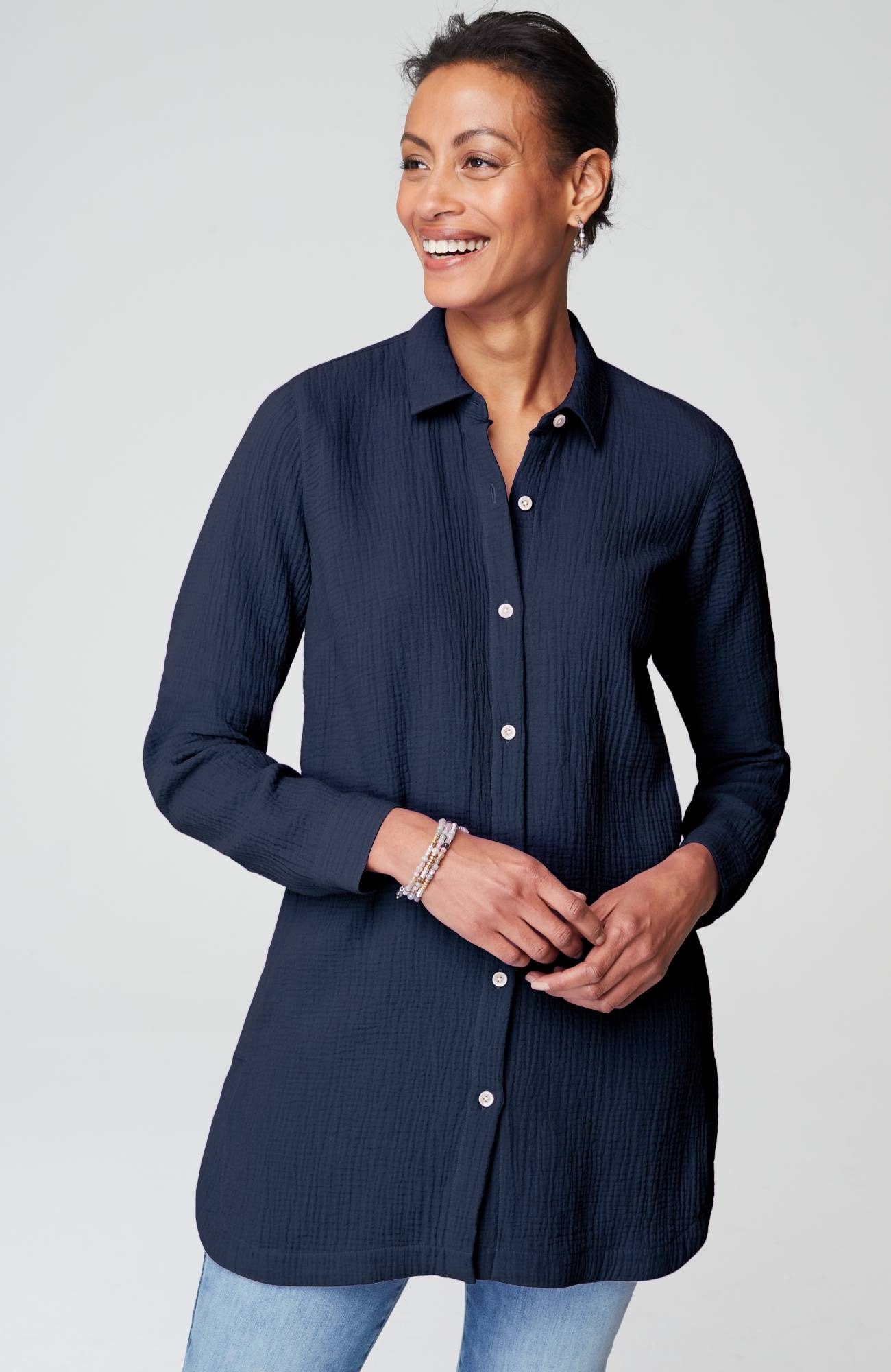 Cotton-Gauze Split-Hem Tunic