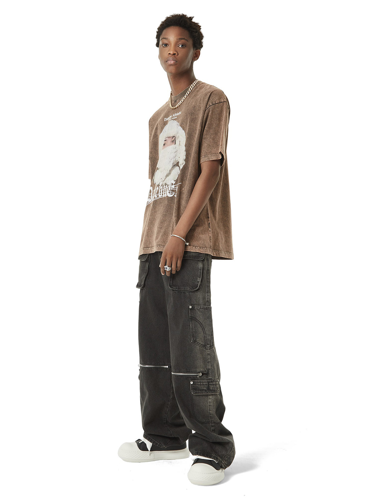 Multi-pocket Zipper Design Washed Hip-Hop Jeans - 2112