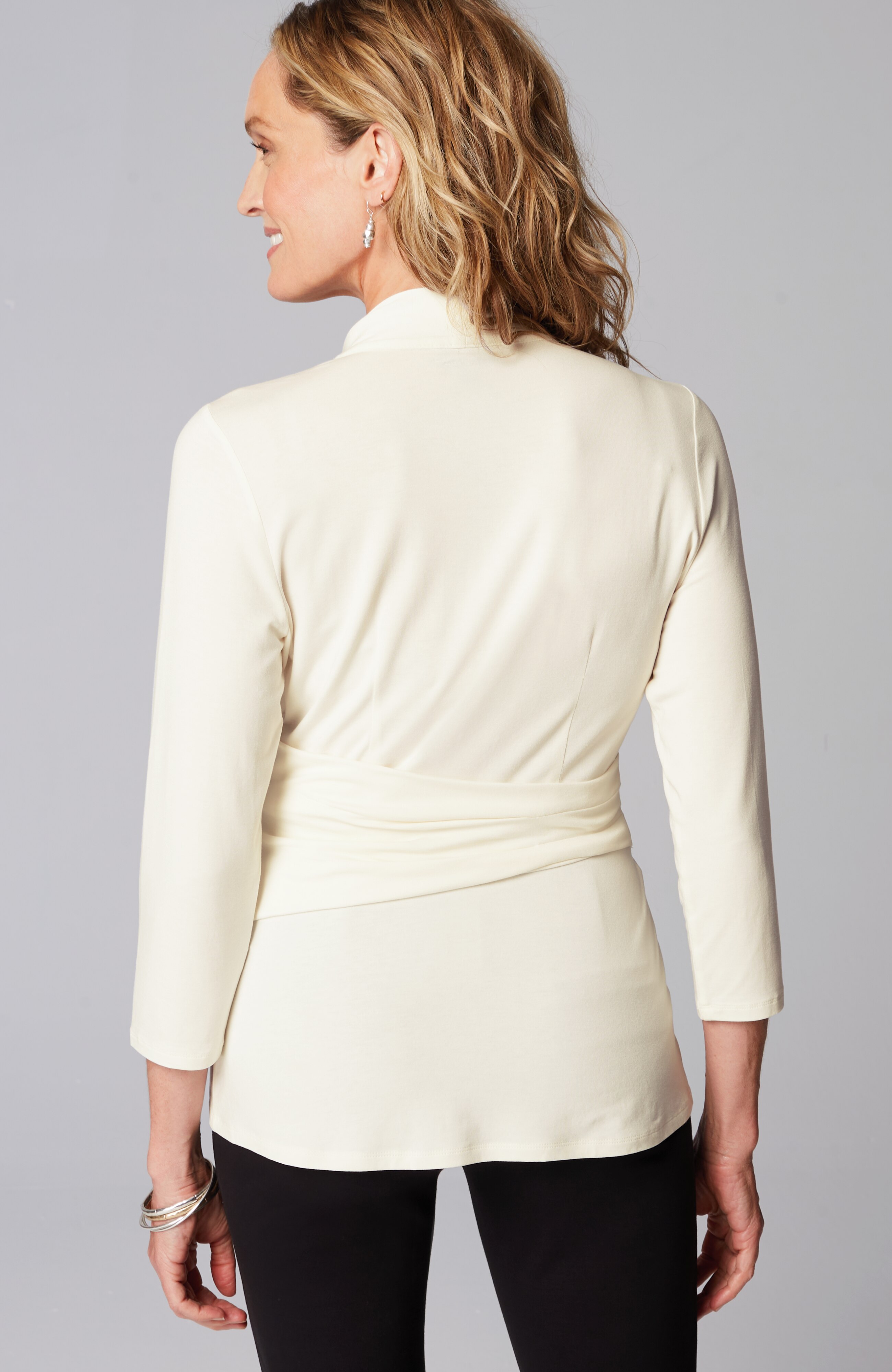 Wearever V-Neck Draped-Waist Top