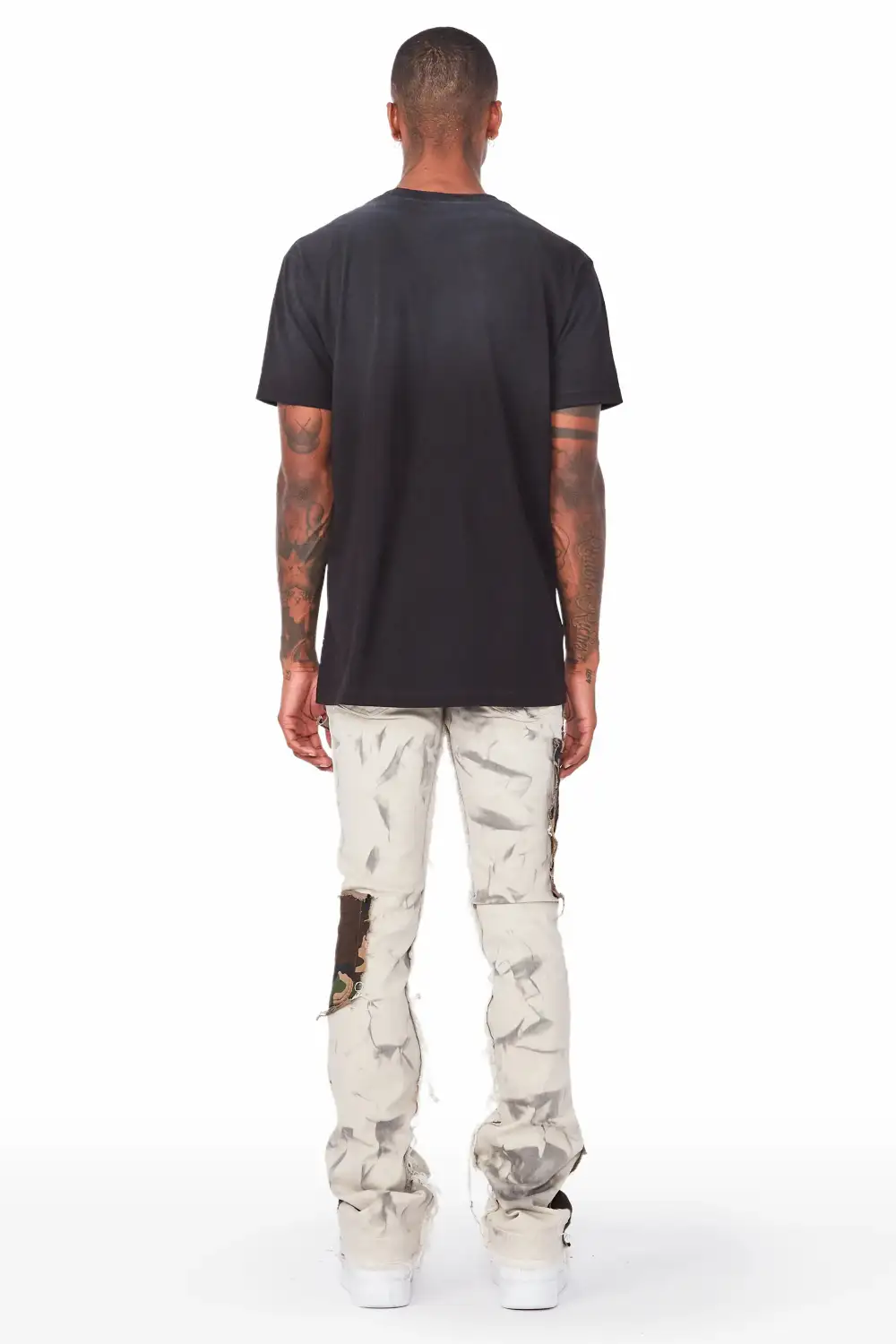 Chad Beige/Camo Patchwork Stacked Jean