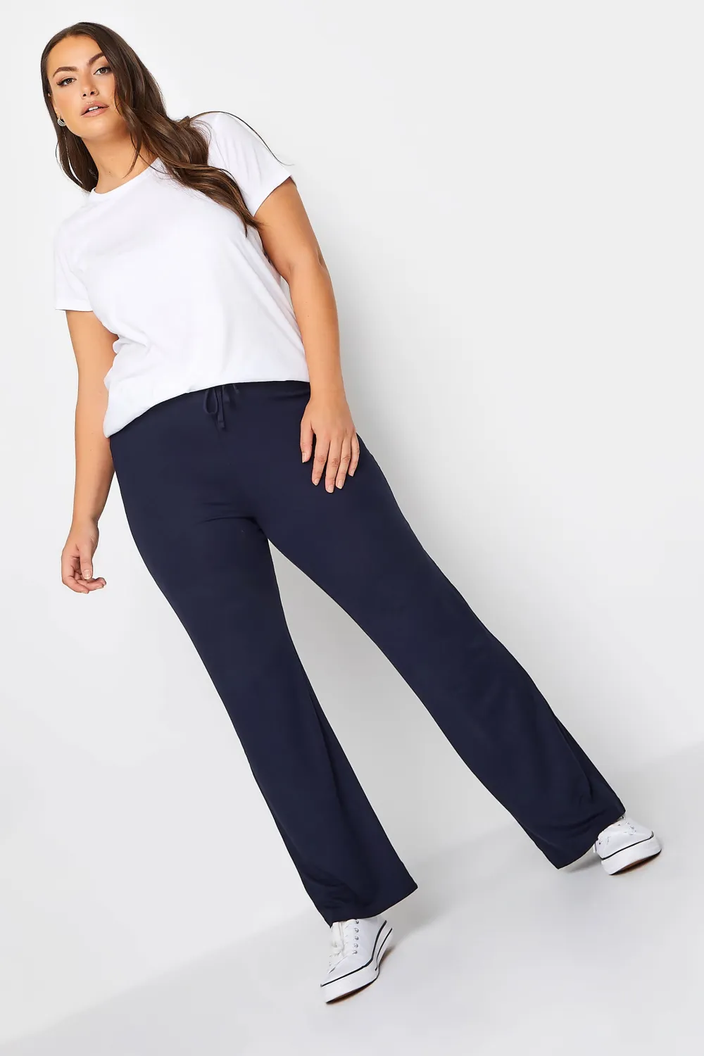 YOURS BESTSELLER Curve Black Wide Leg Pull On Stretch Jersey Yoga Pants