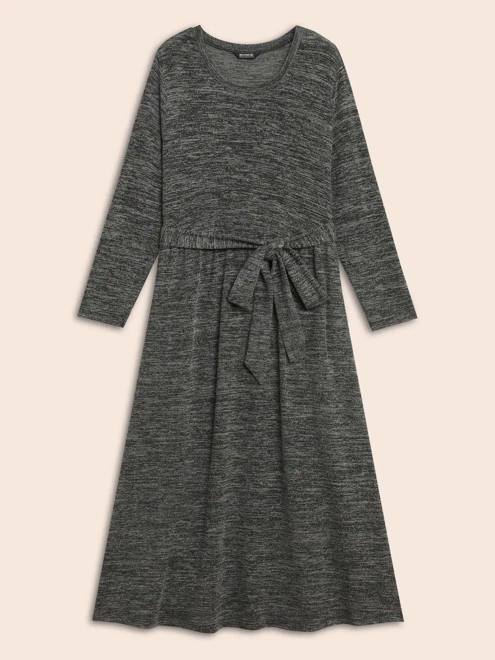 Round Neck Heather Belted Dress