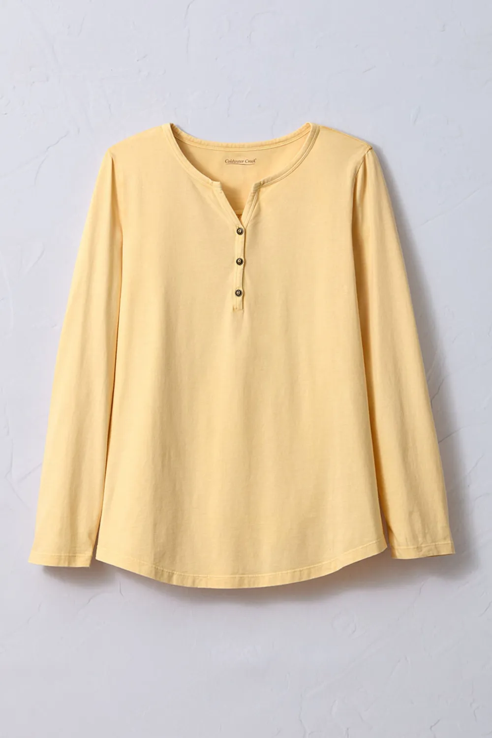 Vintage-Wash Solid Long-Sleeve Henley
