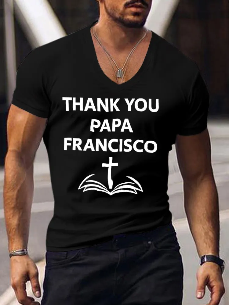 Men'S Thank You Papa Francisco V-Neck T-Shirt