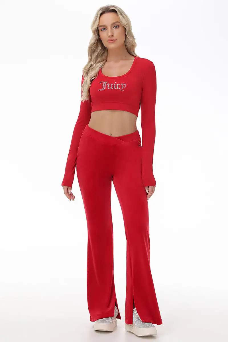 Small Bling Knit Cropped Long Sleeve Baby Tee