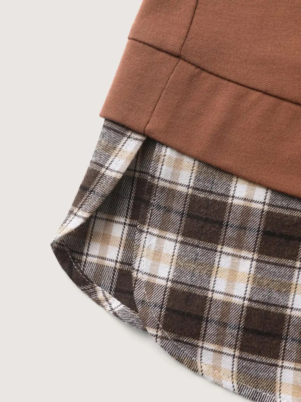 Plaid Color Contrast Spliced Sweatshirt