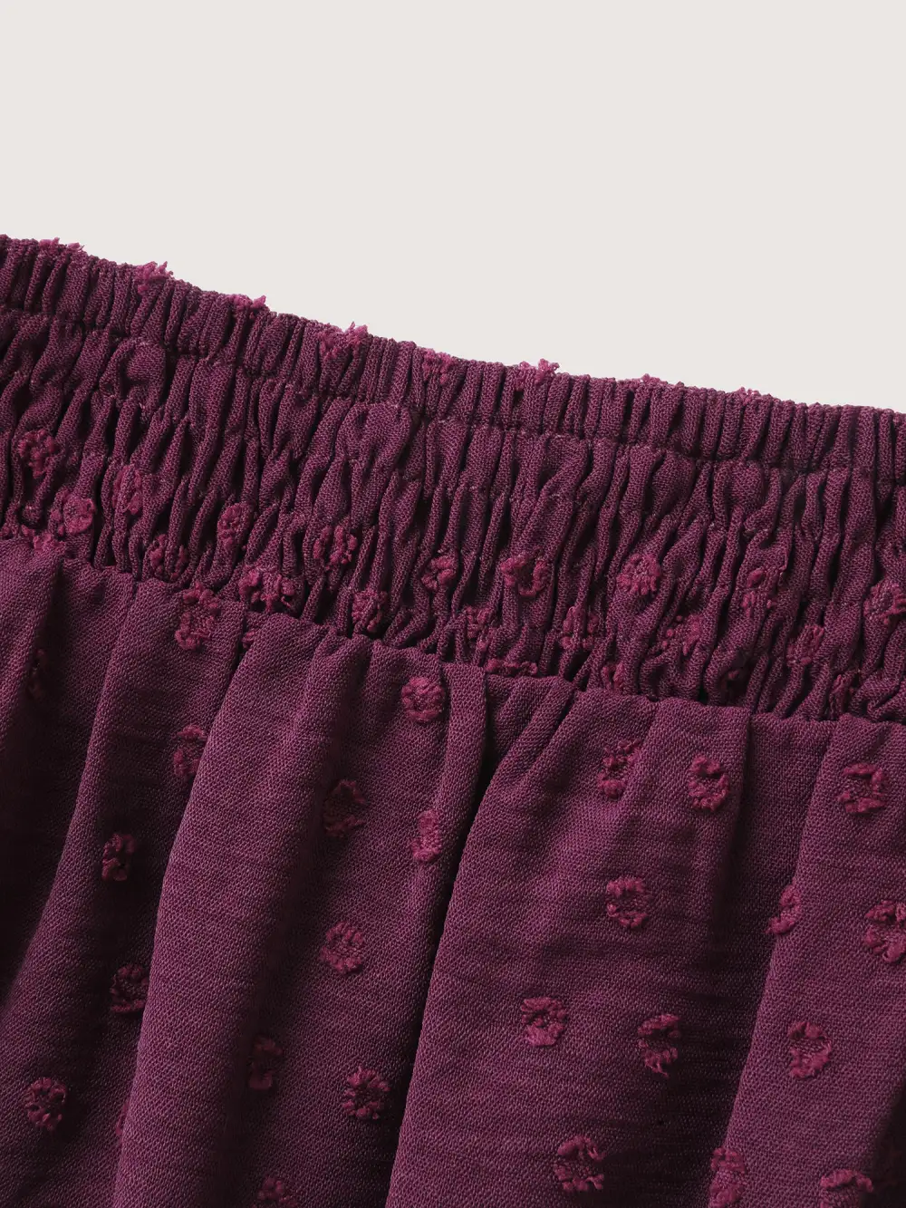 Textured Pleated Neckline Laser Cut Blouse