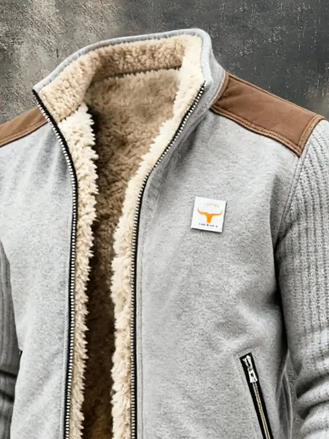 Men'S Vintage Warm Lambswool Outdoor Jacket