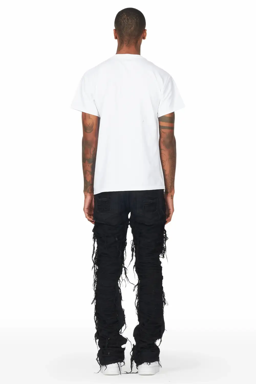 Conrad Jet Black Stacked Flare Jean