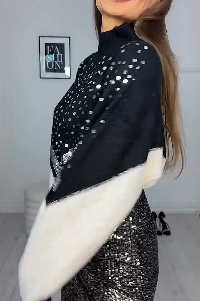 Women's fashion leopard print sequined sweater