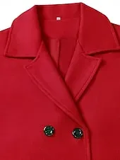 Women's Winter Coat Coat Cloak / Capes Windproof Warm Pocket Casual Street Style Plain Vacation Work Street Daily Wear Single Breasted Turndown Loose Fit Long Sleeve Outerwear Red Blue Green Fall