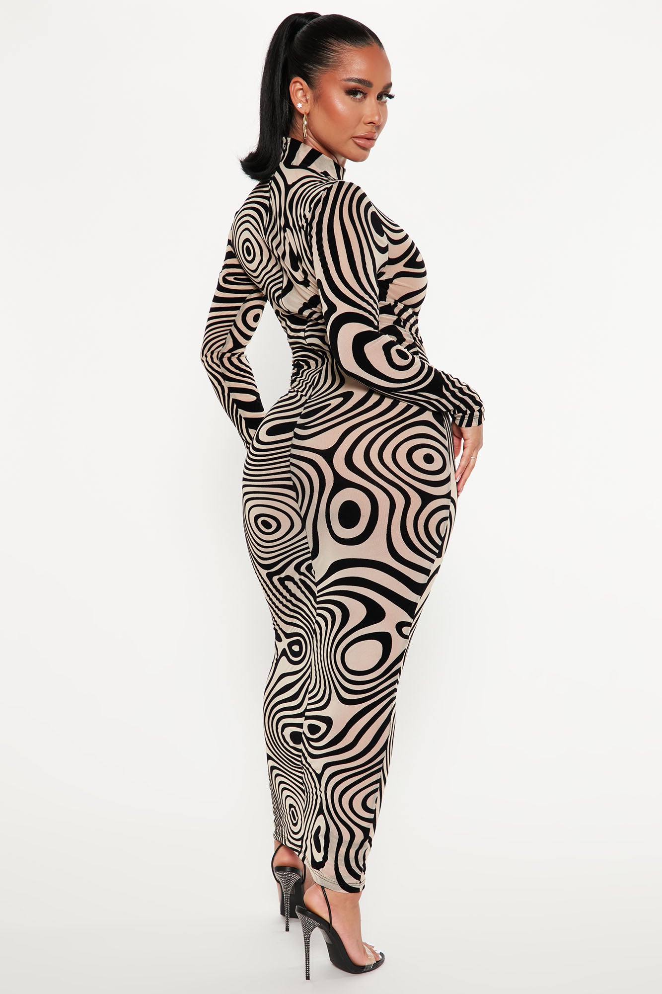City Vision Mesh Maxi Dress - Black/combo