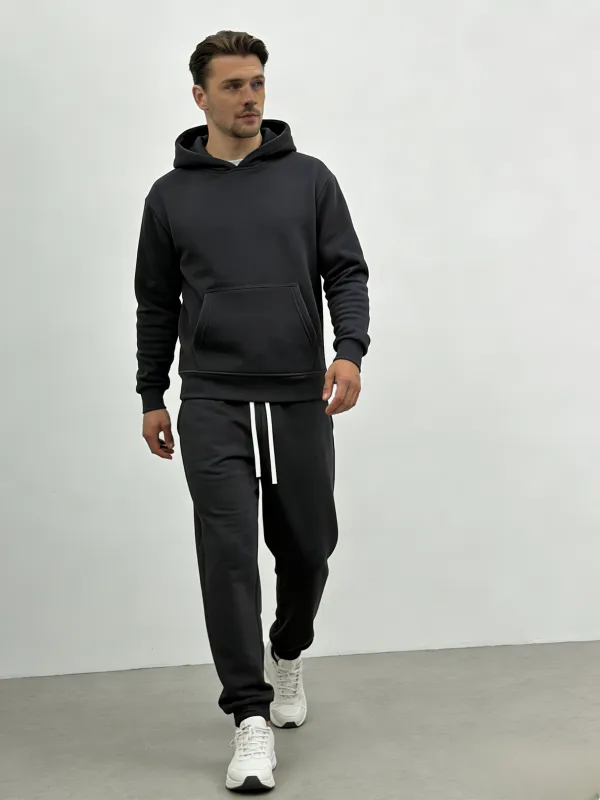 Men's Solid Color Two-Piece Tracksuit Set