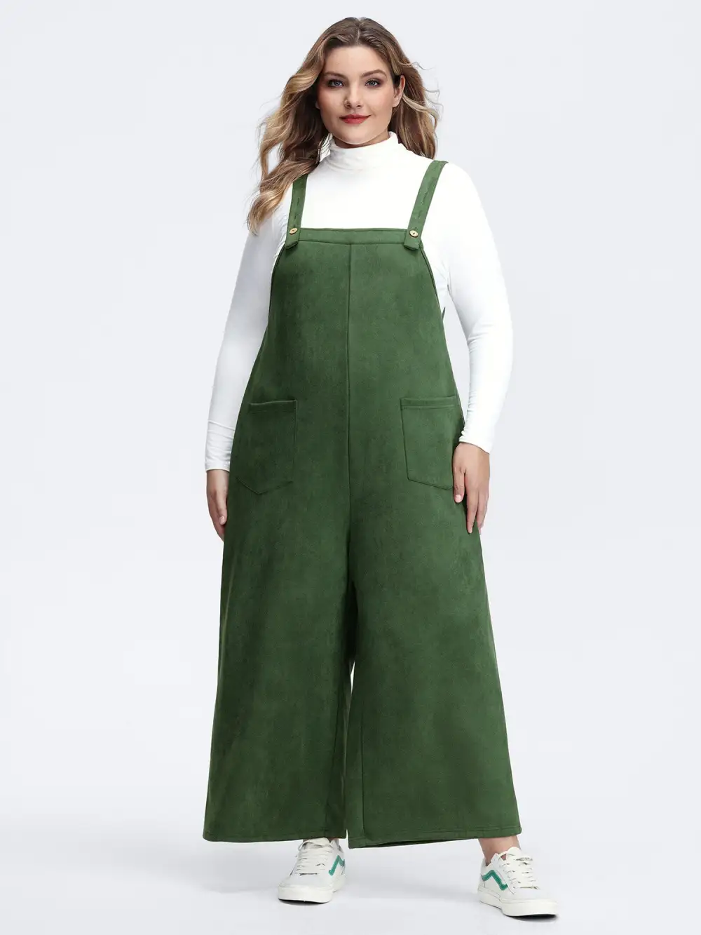 Suede Velvet Patch Pocket Stretchy Jumpsuit