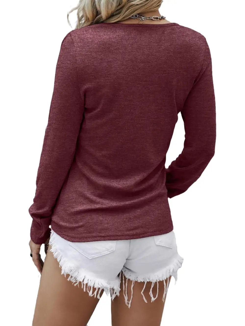 Women's T-Shirts Casual Solid Round Neck Dusty Blue