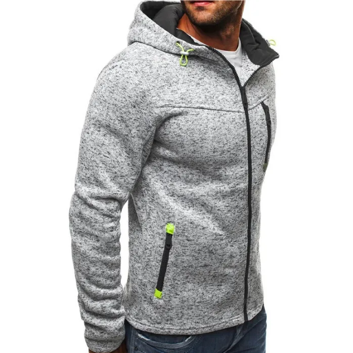 Men's Sports And Leisure Plus Fleece Hooded Cardigan Jacket