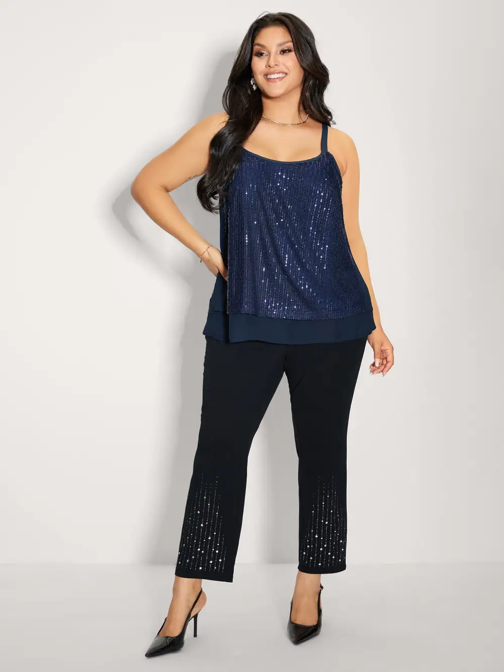 Shimmery Sequin Flowy Tank Top