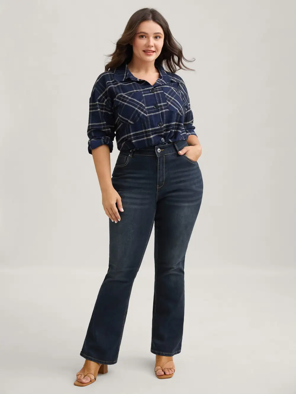 Bootcut Very Stretchy Mid Rise Medium Wash Sculpt Waist Jeans