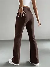 Women's Pants Trousers Leggings Cozy Leggings Casual Workout Full Length High Waist Plain Elastic Waist Breathability Breathable Stretchy Vacation Street Daily Wear Black Green Light Grey Coffee