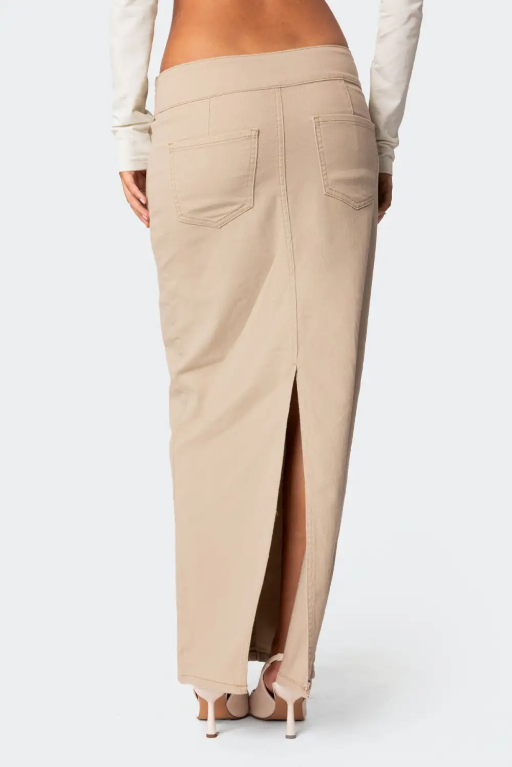 Evangeline Belted Denim Maxi Skirt