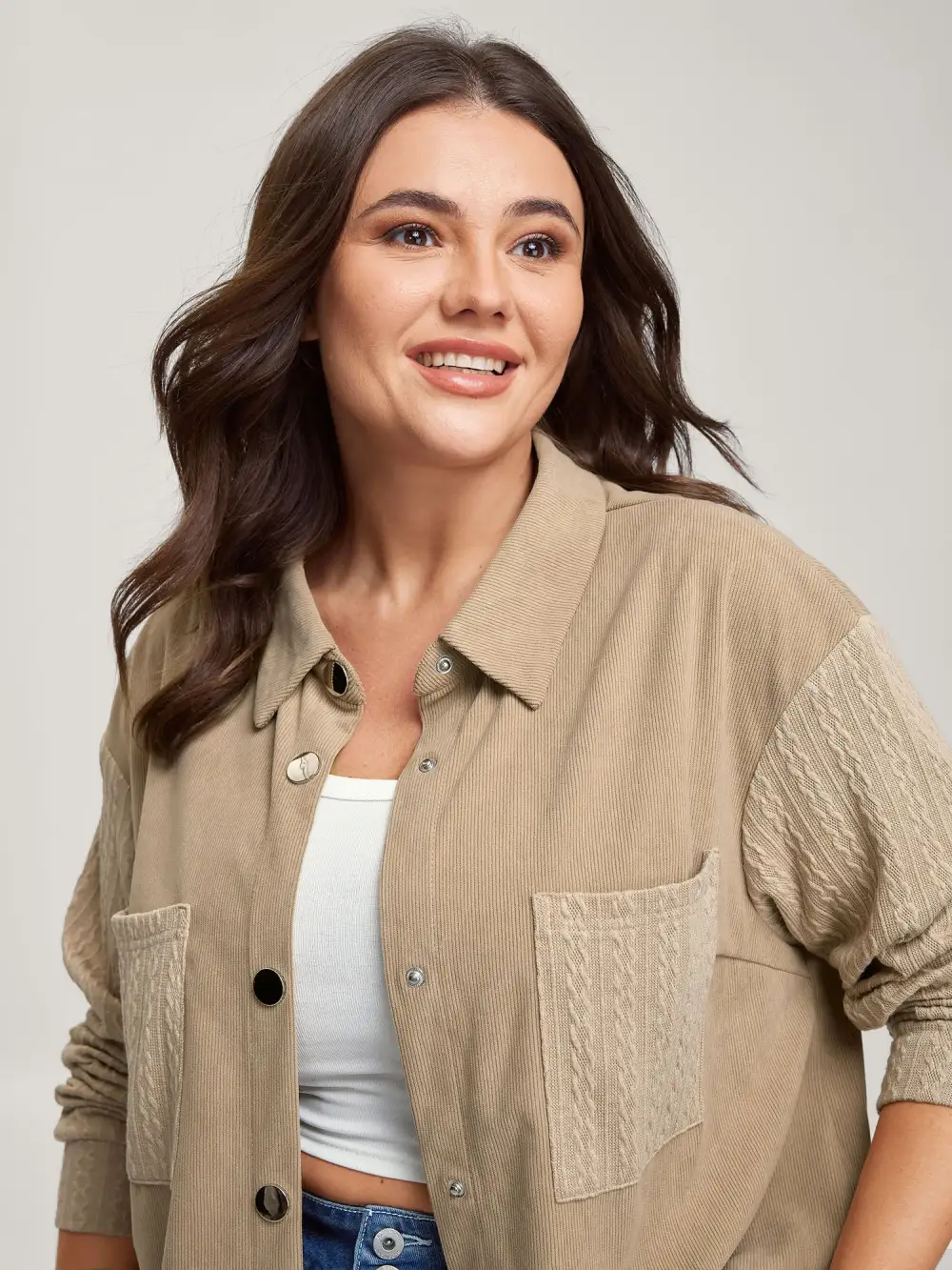 High-Low Hem Color Contrast Jacket