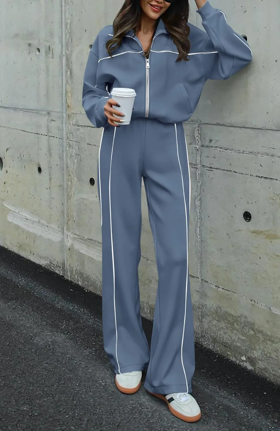 Women's Two Piece Tracksuit Fall 2024 Long Sleeve Jogger Sweatsuit Sets