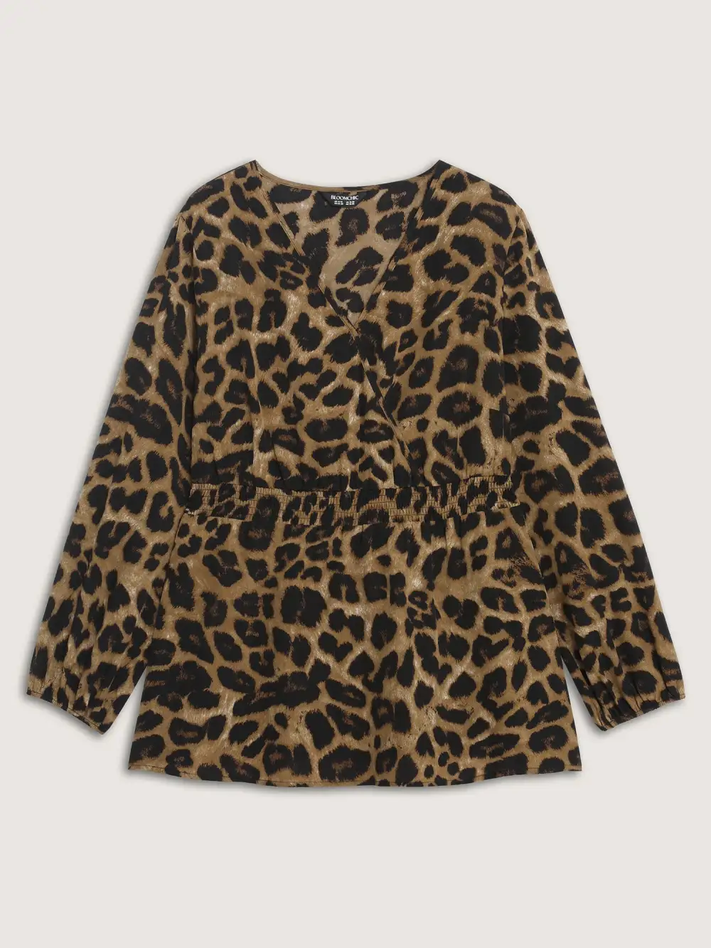 Leopard Print Shirred Waist Blouse