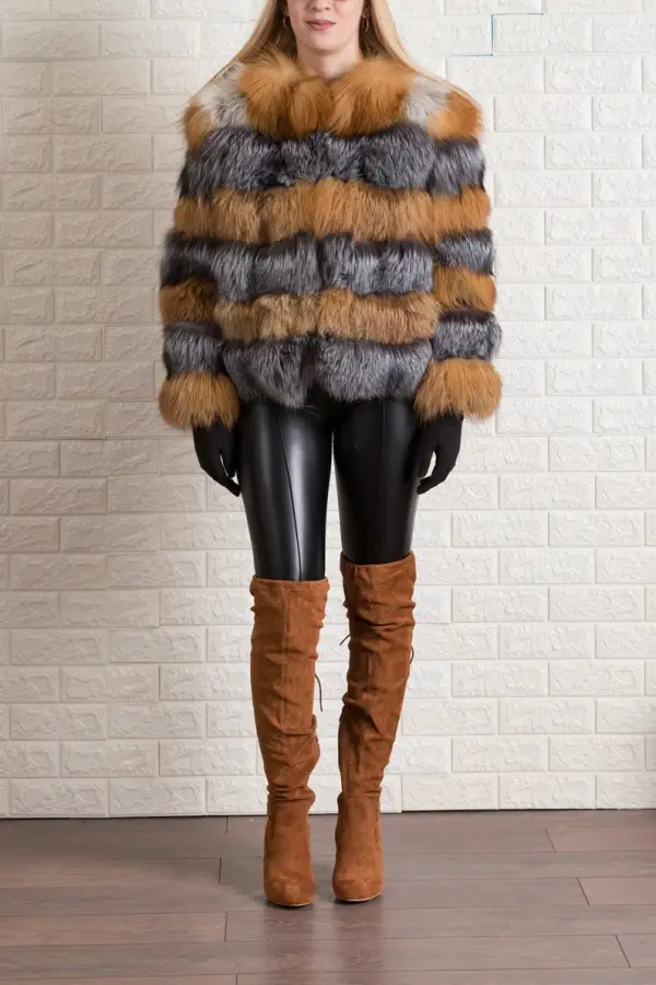 Red And Silver Fox Fur Jacket