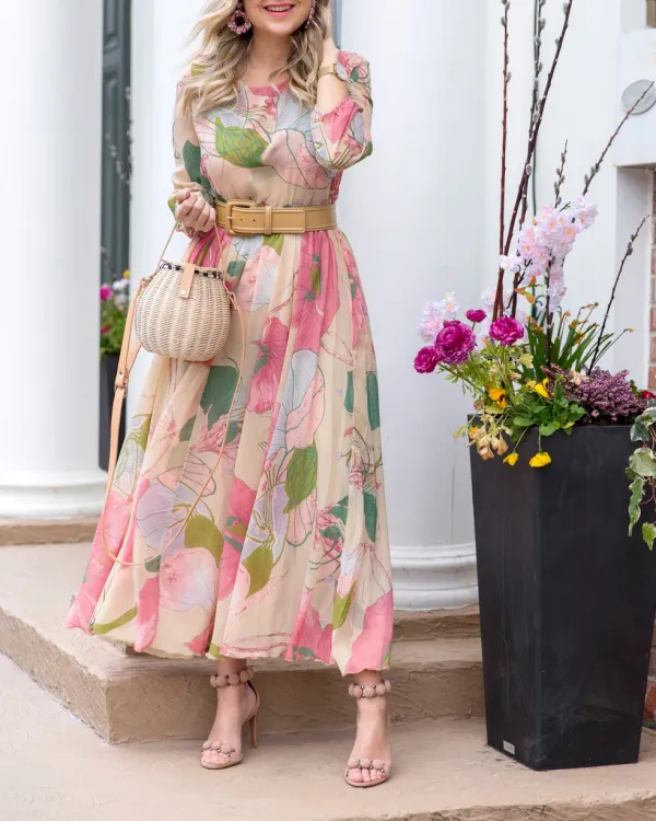 Holiday Floral Maxi Dress